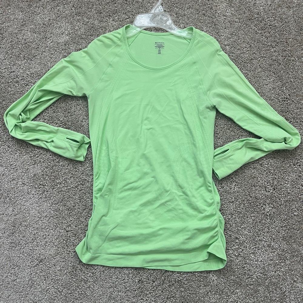 Athleta Light Lime Green Long Sleeve Tee